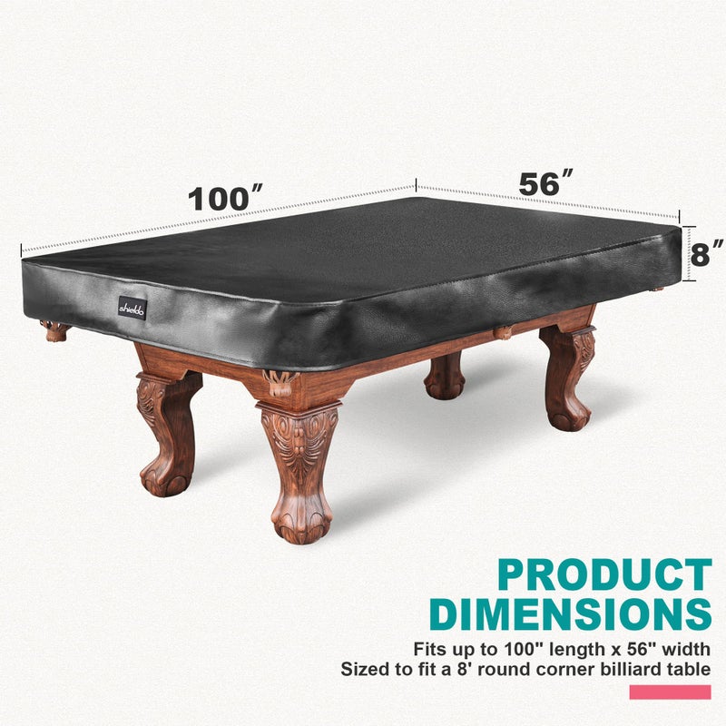 Shieldo Heavy Duty Leatherette Billiard Pool Table Cover,Waterproof&Tearproof Cover for Pool Table,7/8/9 Foot Fitted(8FT/Balck) - Image 2